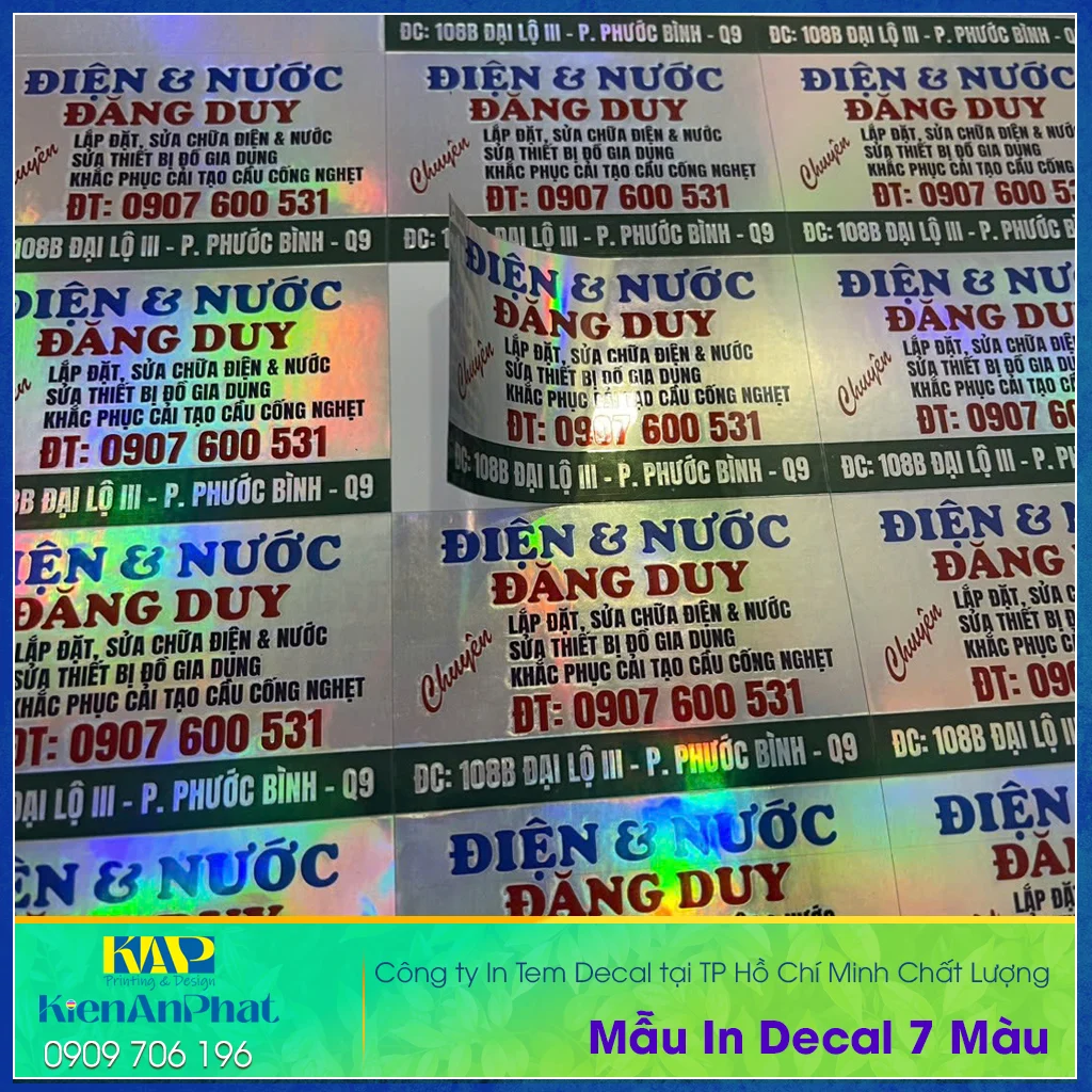 In Decal 7 Màu tại TP Hồ Chí Minh: Đẳng Cấp Và Bảo Mật