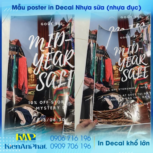 Mẫu poster in Decal Nhựa sữa (nhựa đục) - In khổ lớn