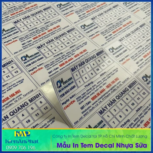 In Tem Decal Nhựa sữa (nhựa đục) tại TP Hồ Chí Minh