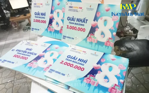 Bảng giá in pp cán (bồi) format tại in Kiến An Phát làm bảng trao thưởng