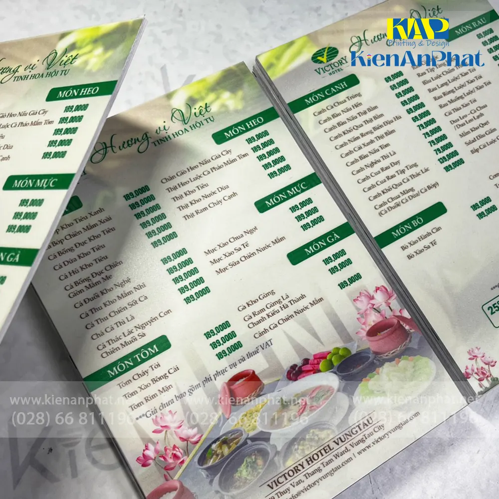 In menu cán formex (format, foam) giá rẻ tại tpHCM - In Kiến An Phát