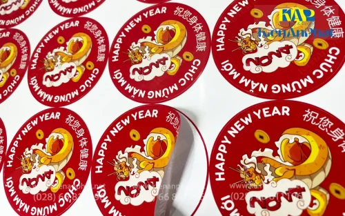 In decal lấy liền làm sticker dán mừng năm mới dán túi đựng quà tại tphcm