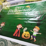 Trang trí background lễ halloween bằng pp cán format và decal