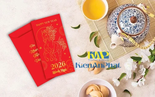 Mẫu thiết kế bao lì xì năm 2026 (Bính Ngọ) tại in Kiến An Phát
