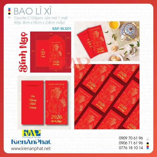 Mẫu Bao Lì Xì Tết Chào Xuân Bính Ngọ 2026 tại tphcm