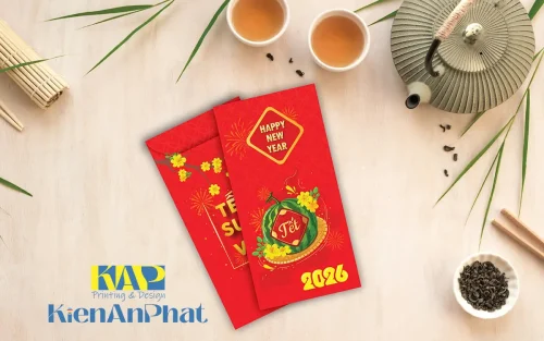 Mẫu thiết kế bao lì xì năm 2026 (Bính Ngọ) tại in Kiến An Phát