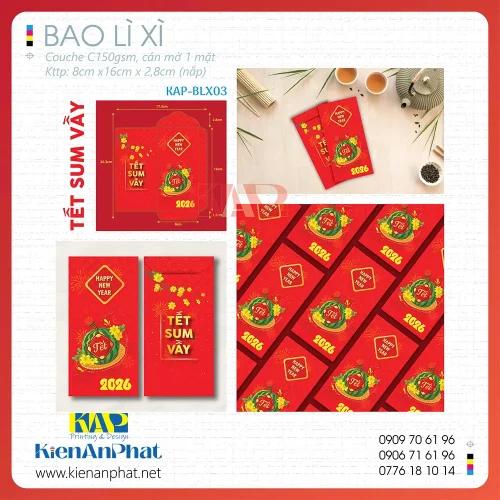 Mẫu Bao Lì Xì Tết Chào Xuân Bính Ngọ 2026 tại hcm