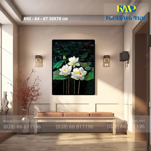 Mẫu tranh hoa sen giá rẻ theo yêu cầu tại tphcm