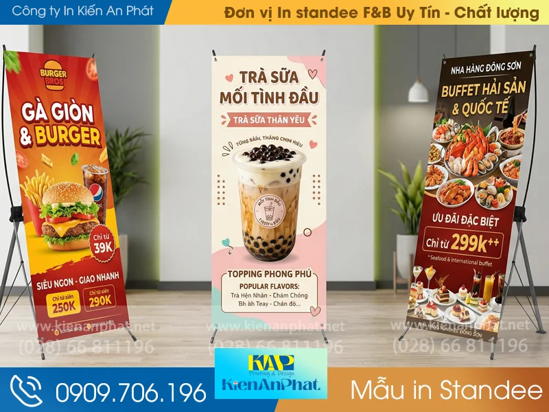 In standee F&B Kiến An Phát – Đơn vị In standee F&B Uy Tín - Chất lượng