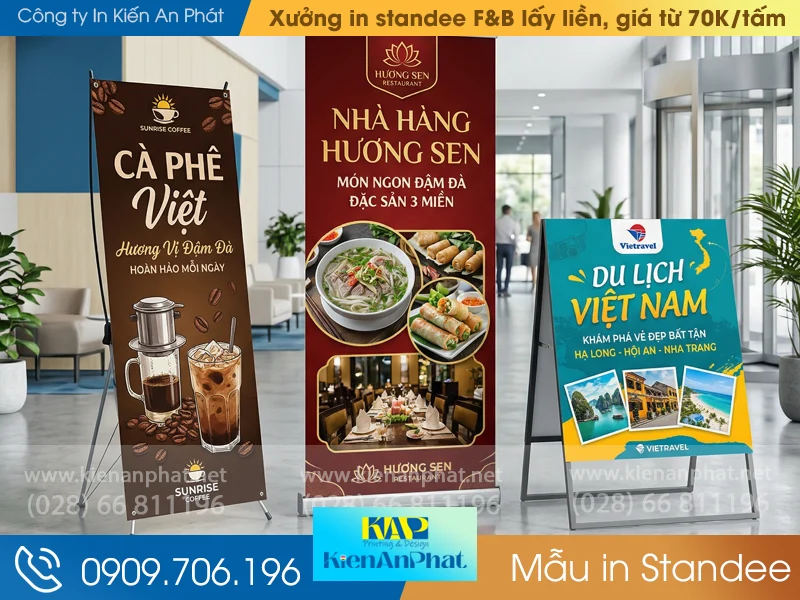 Xưởng in standee F&B lấy liền, giá từ 70.000đ/tấm